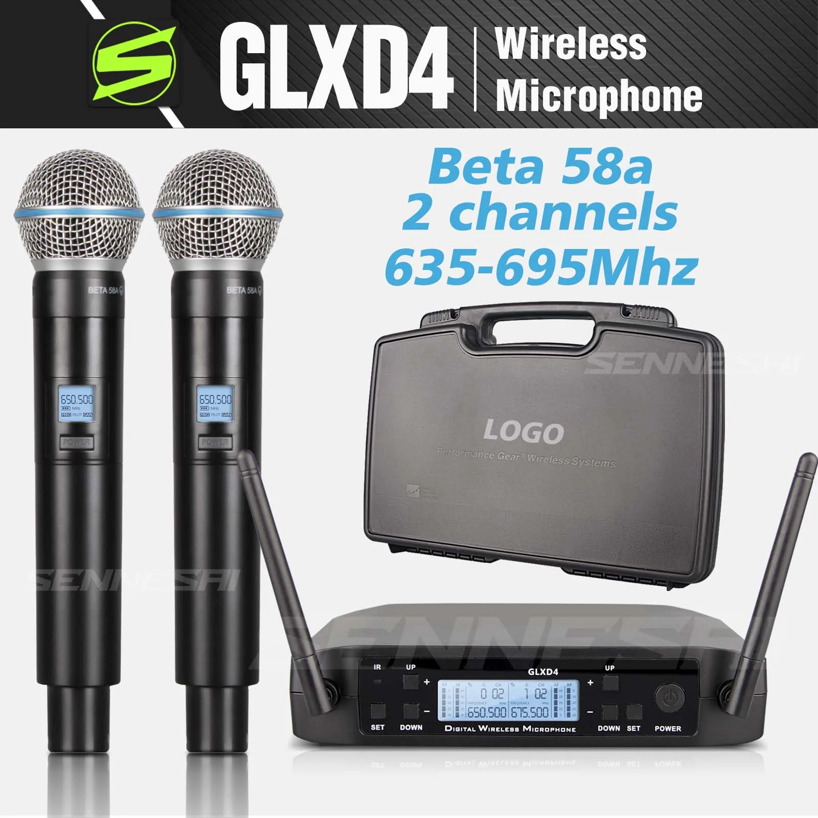 SENNESAI TOP GLXD4 Professional Dual Wireless Microphone 600 699mhz