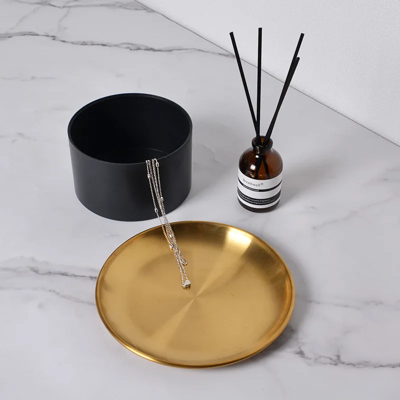 Cosmetics Keys Tray Fruit Plate Storage Box Desktop Sundries Tank with Metal Cover Pantry Organizer Snacks Dishes Home Decor 2