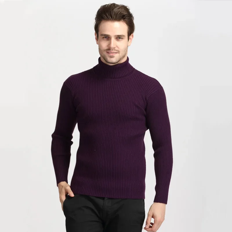 

2022 New Winter Turtleneck Thick Mens Sweaters Casual Turtle Neck Solid Color Quality Warm Slim Turtleneck Sweaters Pullover Men
