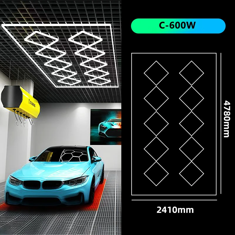 

Hexagon Lights Garage Light lamp 110V-240V Led Tube Honeycomb Ceiling Lighting For Auto Car Body Repair Led Car Station Lamp