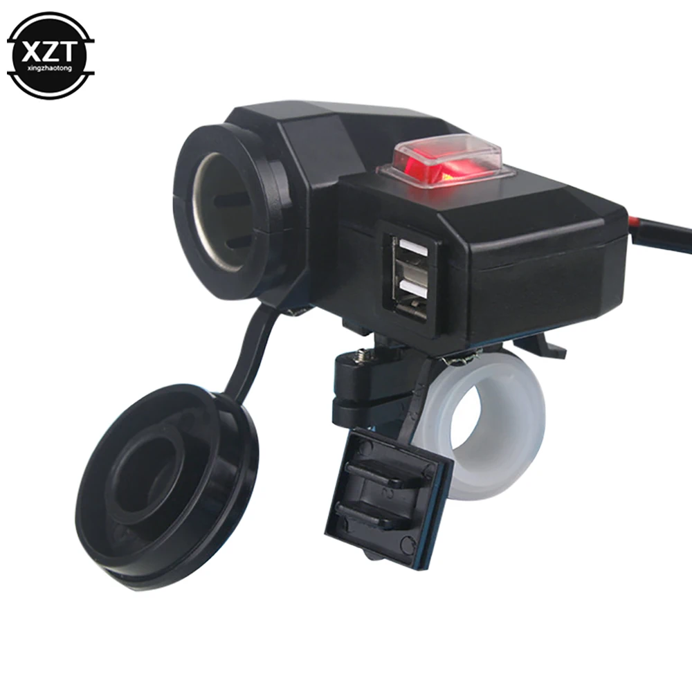 

Водонепроницаемое зарядное устройство для прикуривателя мотоцикла, 12 В/24 В, USB-адаптер для порта питания, зарядное устройство с выключателем 0,6/1,5 м