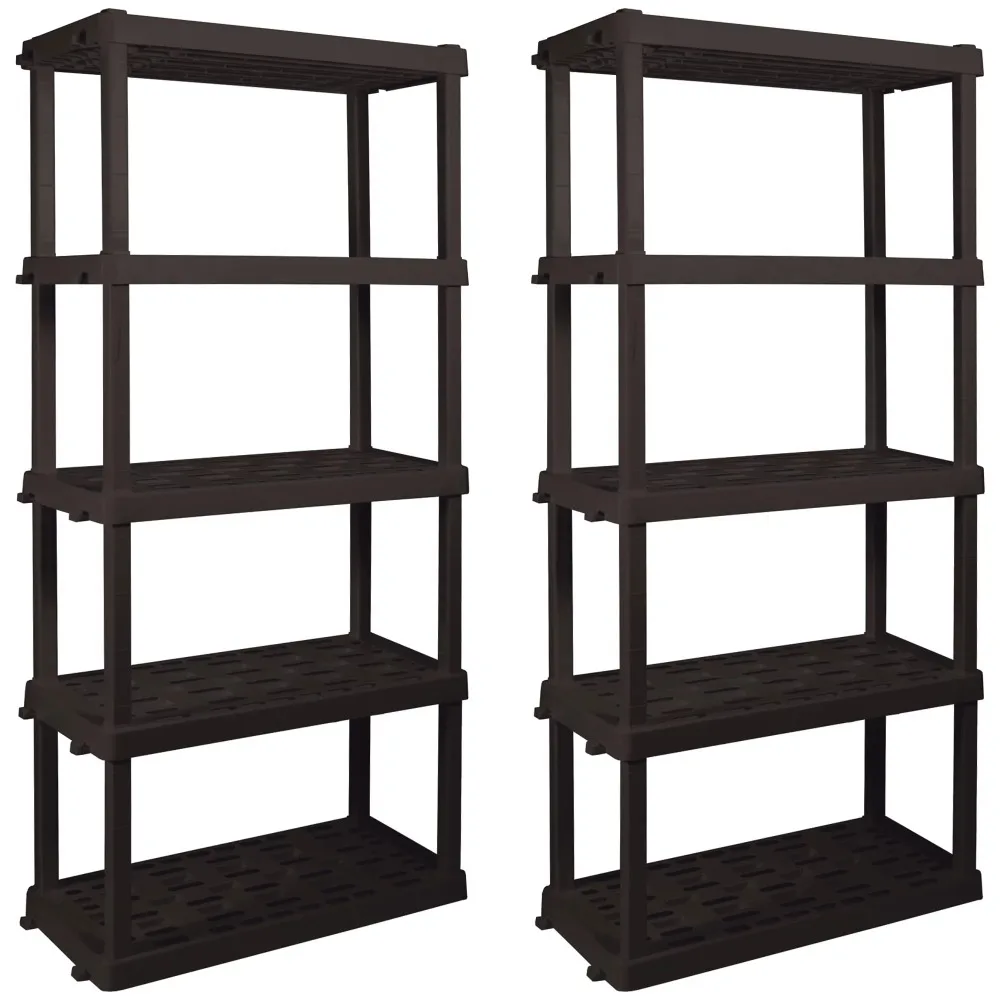 

Hyper Tough Large 5-Tier Shelving Unit, W36 x D18 x H74" Interlocking Multipurpose Organizer, Black, Pack of 2