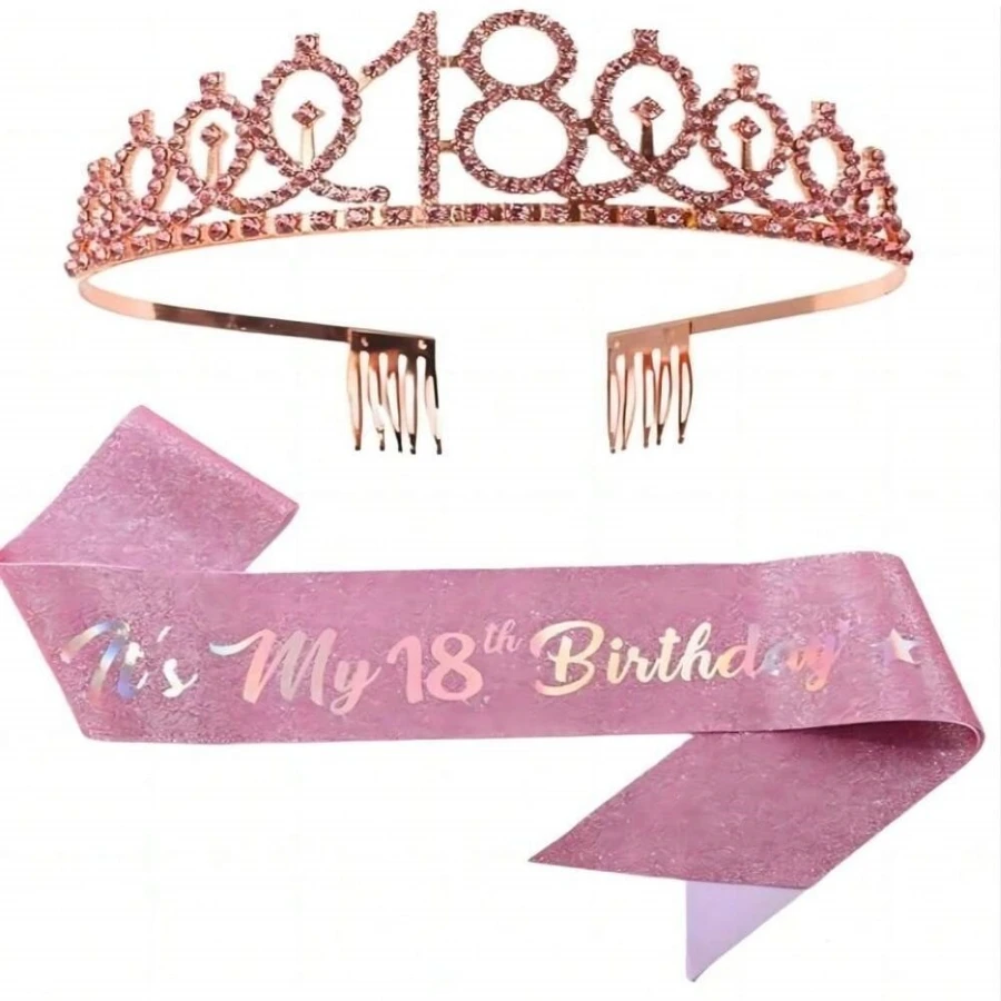 Geburtstags-Tiara Krone Schärpe für Frauen und Mädchen, Dies ist mein 4., 5., 6., 7., 8., 9., 10., 13., 16. Geburtstag, Party-Dekoration, Geschenke – Detail 1