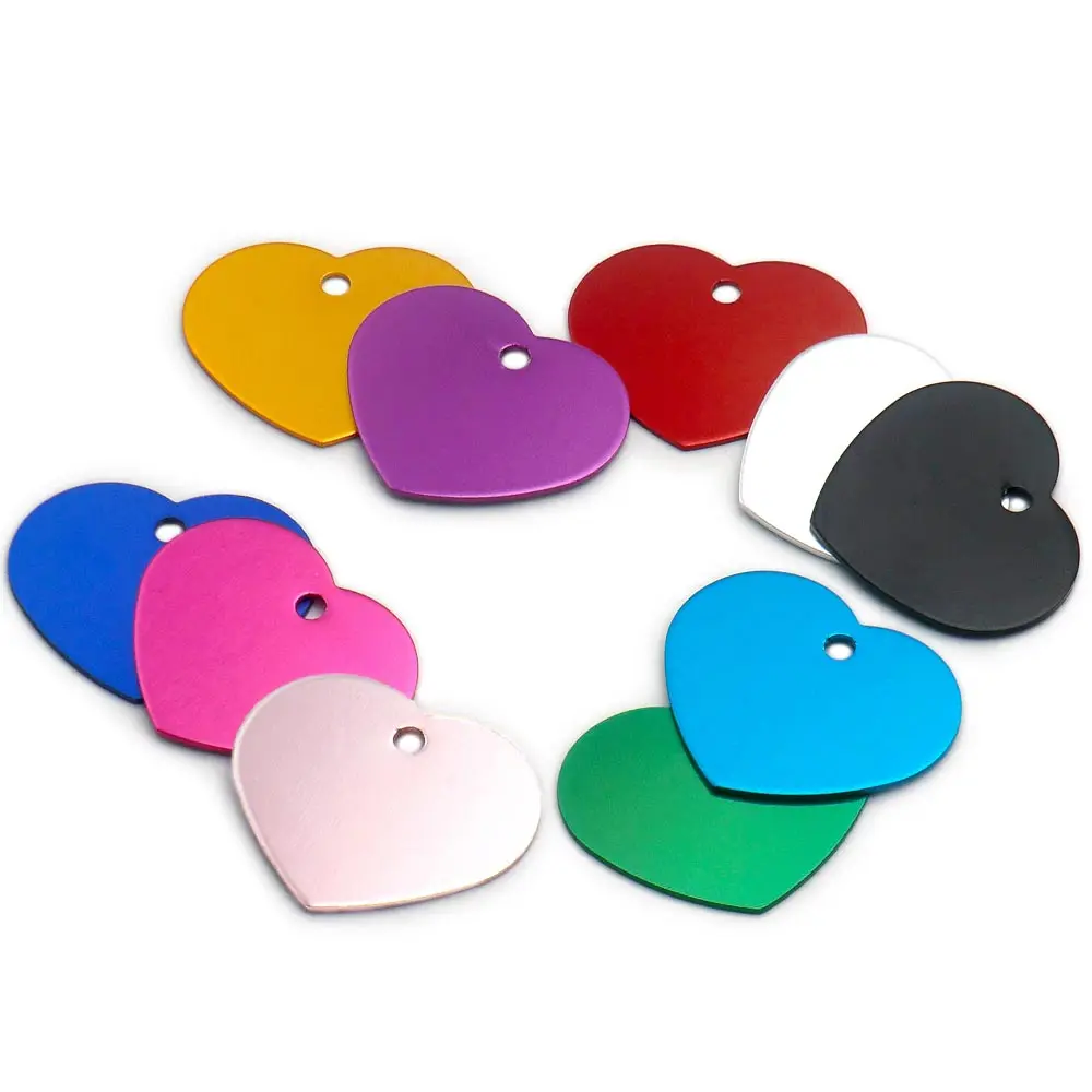 

20PCS Cat Pet Name Phone No. Aluminum Puppy TAG ID Accessories Double Sides Heart Personalized Dog Customized