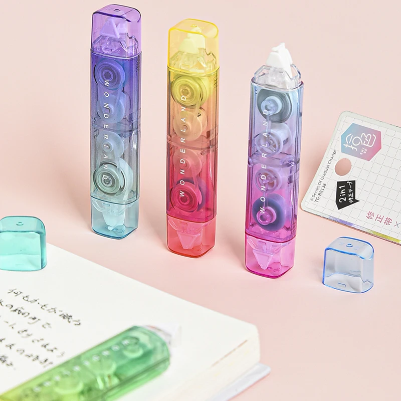 1pcs Gradual Color Correction Tape & Glue Tape Rainbow Design 2 In 1 Dual-side Correcting & Adhesive A7414 3