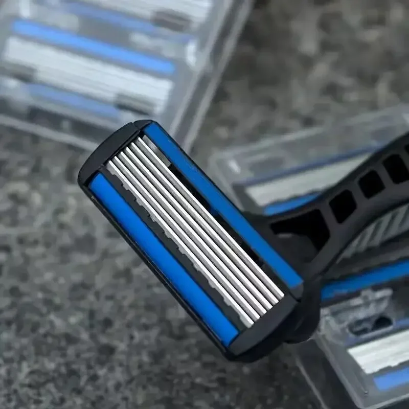 steel hair removal Safety razor Men's manual razor 6-layer stainlessknife, replaceable razor head, razor tools.