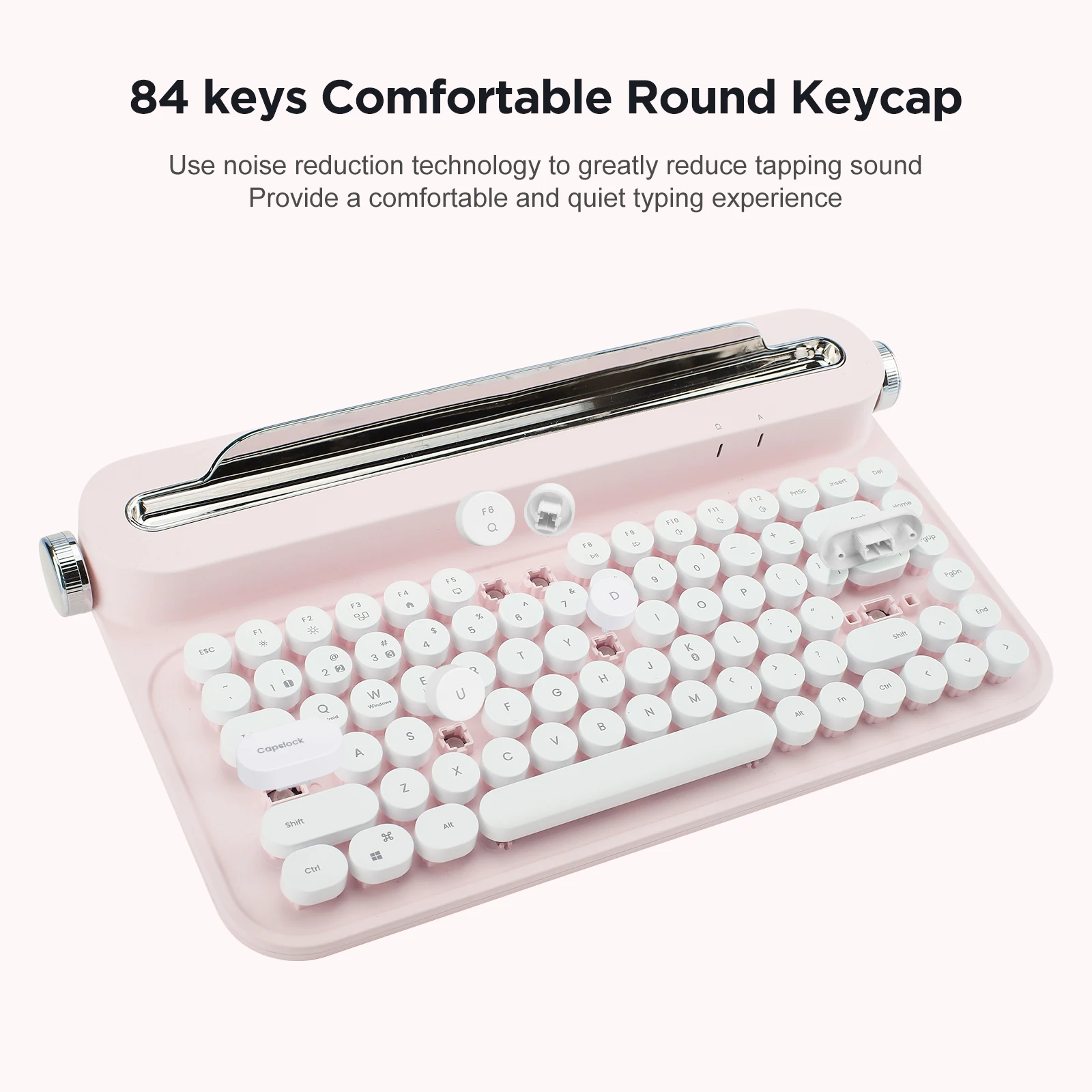 Yunzii Actto Teclado Bluetooth sem Fio B305 Rosa Bebê Máquina de Escrever Retro Estético Suporte Integrado para Multi-dispositivo - Imagem 2