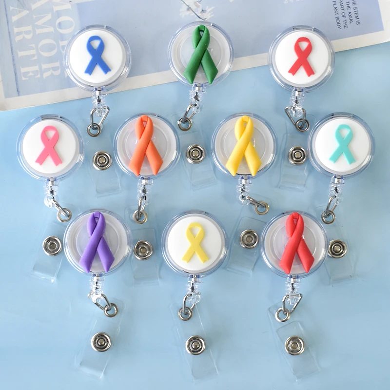 Retractable Badge Reel Badge Holder Retractable Id Tag Retractable Id Lanyard 1 Piece Colorful Ribbon Doctor Nurse ID Name Badge Reel for Office Staff Work Card Clip Badge Holder Retractable Lanyard