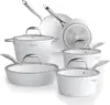 Nonstick Ceramic Cookware Set, 10 Pieces White Pots and Pans Set with Glass Lids & Stainless Steel Handles, Induction 1