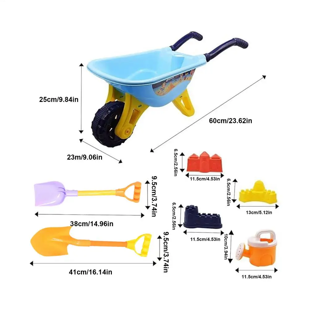 Set di attrezzi da spiaggia per bambini: paletta, carrelli da sabbia, annaffiatoio, giochi estivi per piscina e giardino all'aperto._voghion.com