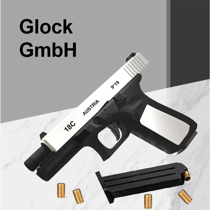 2024G18 Shell Throwing Glock Automatic Burst Toy Gun Can Launch Soft Bullet Alloy Outdoor Toy Shooting Weapon CS Boy Toy 3