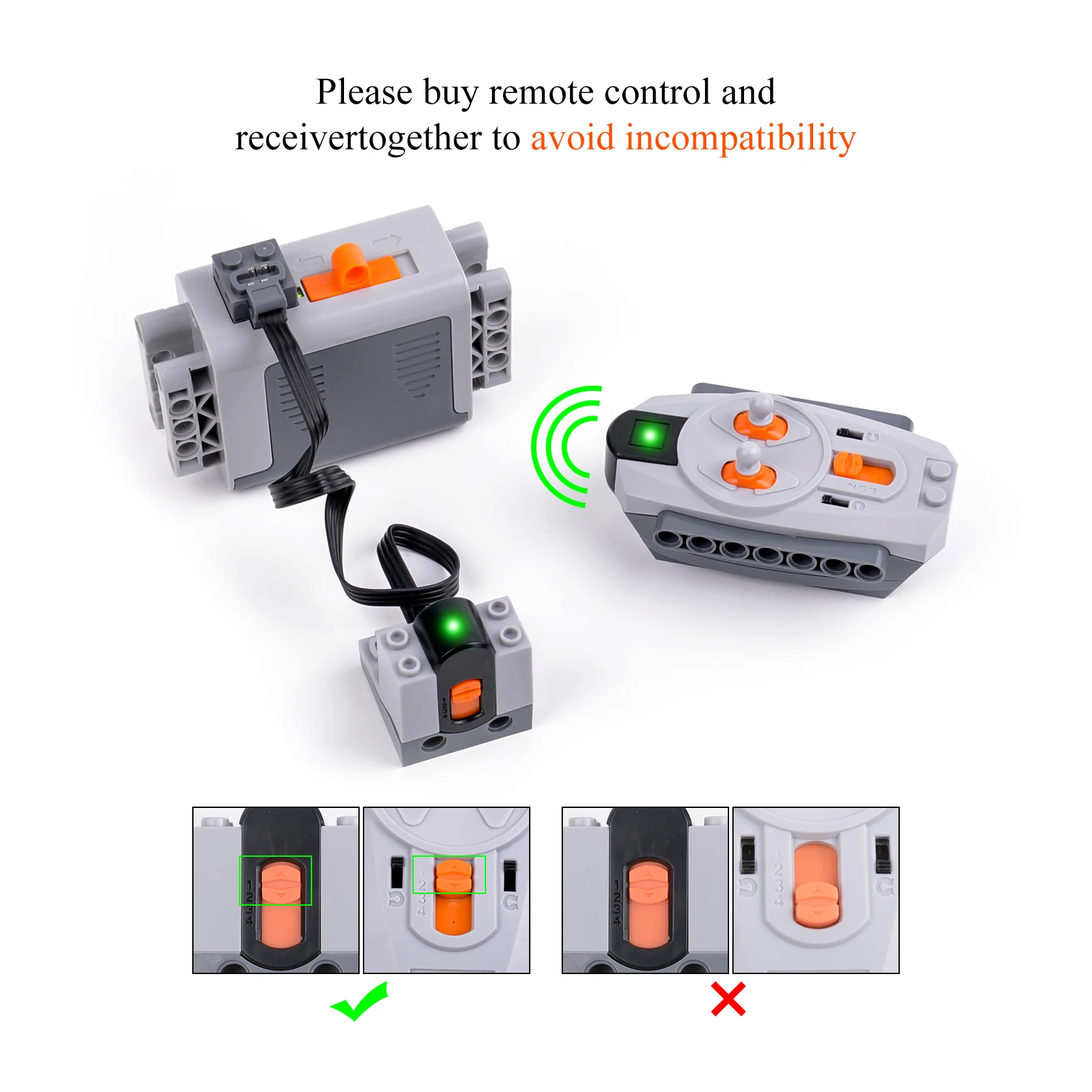 M/L Motor Technology PF Blocks Power Function Extension Remote Control RC Building Block Parts For Car Robot Modified DIY Toys