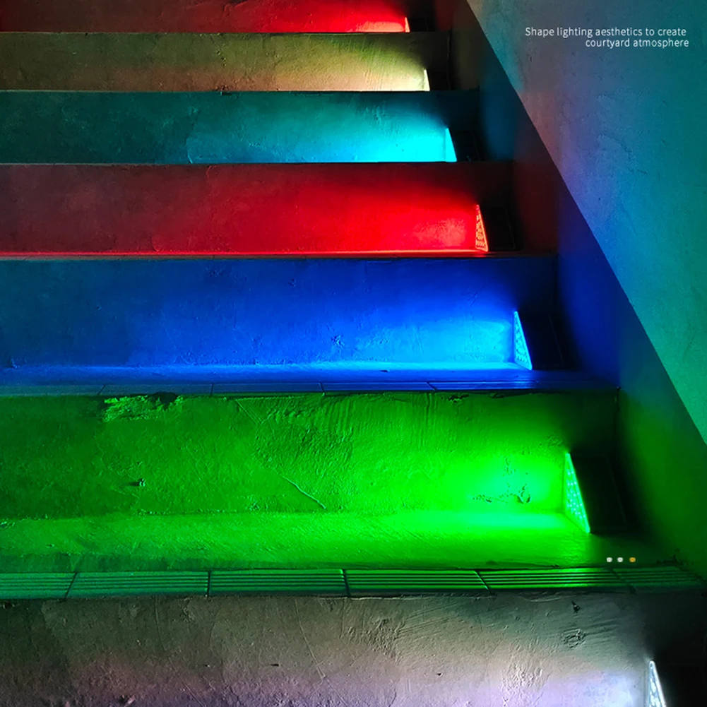 정원 데크용 도난 방지 솔라 스텝 램프, RGB 2 팩