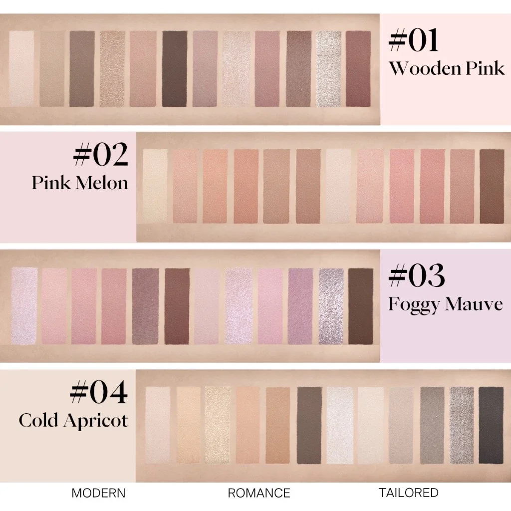 JOOCYEE 12 Shades Eyeshadow Palette Long-lasting Low saturation Beautiful eye makeup Containing eyeshadow blush and highlighter 4