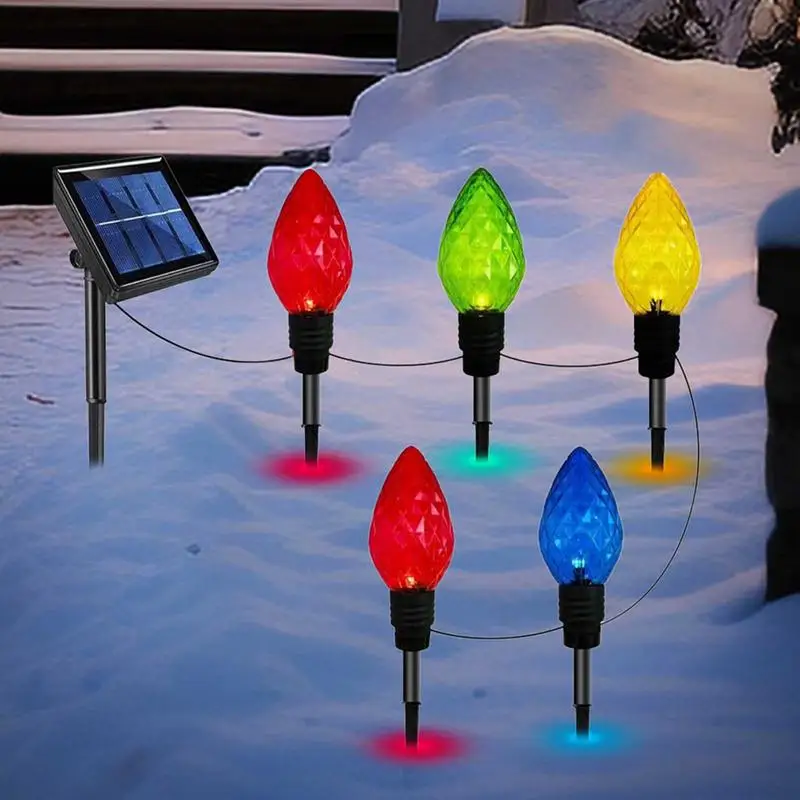 Outdoor Path Lights 5X Rhombic Pathway Lights for Gardens Solar Garden Light Long Lasting Outdoor Lighted Stake Christmas 4