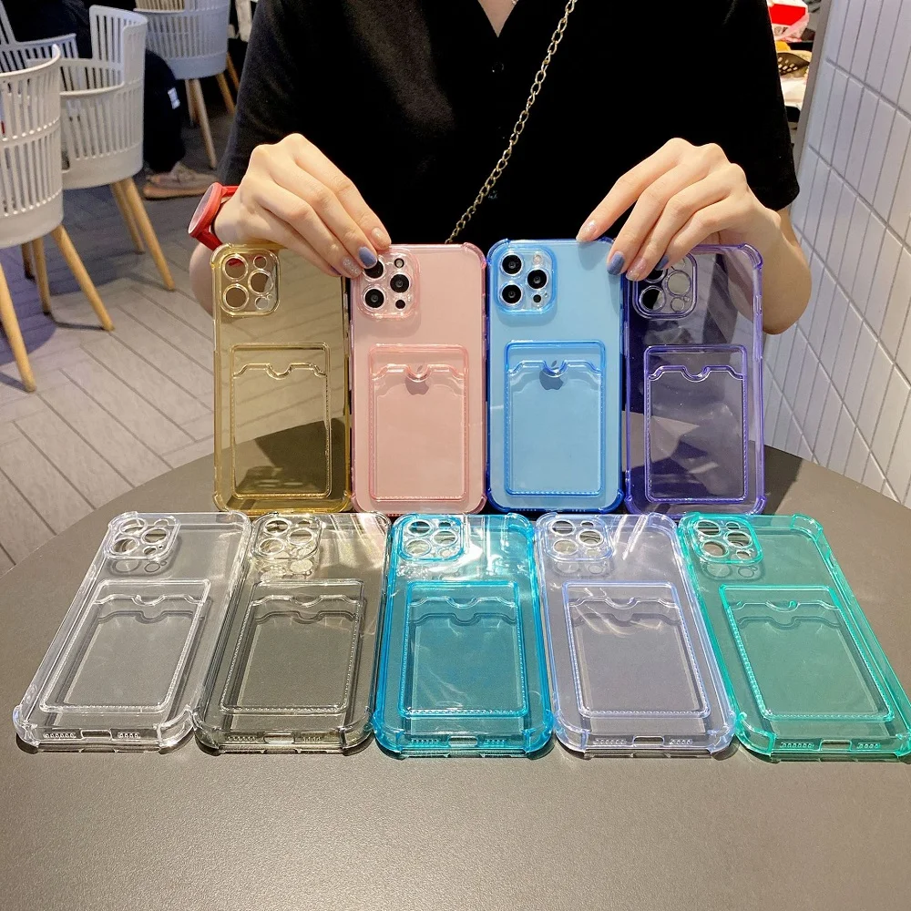 Clear Card Holder Wallet Phone Case with Slot Organizer Cover