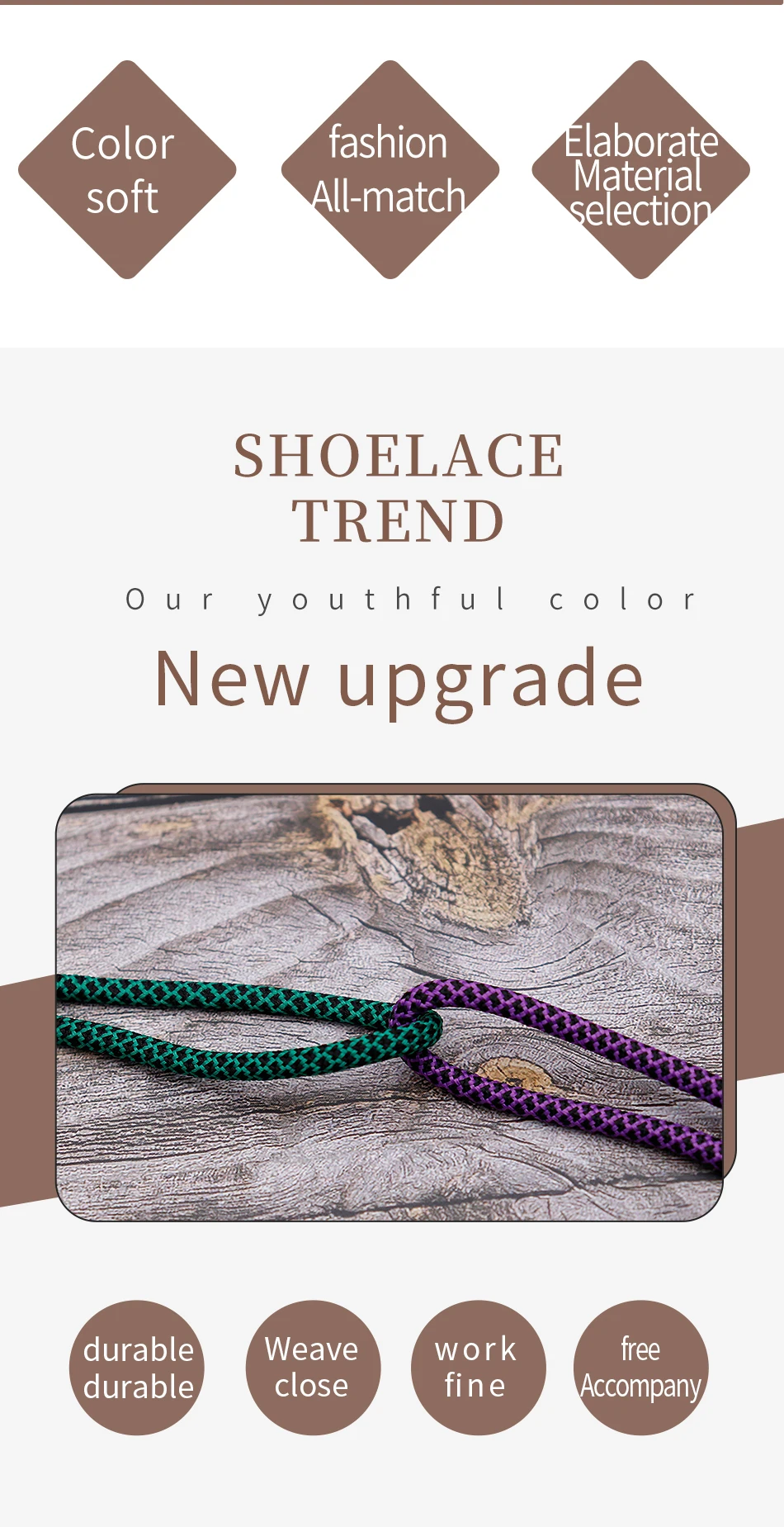 Trendy 5mm Two-tone Round Shoelaces High Top Outdoor Walking Hiking Boot String Athletic Laces Shoes Cords for Sneakers Costumes