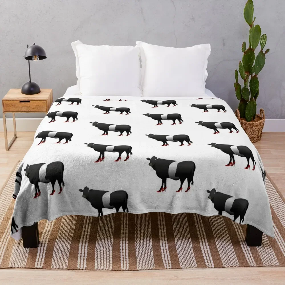 

Cow with red high heels design Throw Blanket Moving Plaid on the sofa Beach Weighted Blankets