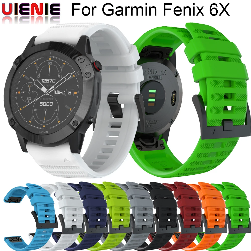 

26mm Watchband For Garmin Fenix 7X 6X 5X 5X Plus 3 3HR 3S Quaitx3 D2 Watch Quick Release Silicone Easy Fit Wrist Band Straps