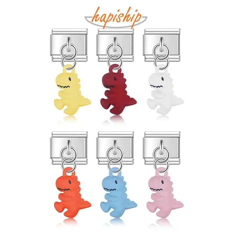 

Hapiship 2024 модные новые очаровательные цвета динозавр очаровательные итальянские звенья подходит для браслетов из нержавеющей стали 9 мм Сделай Сам ювелирные изделия DJ838