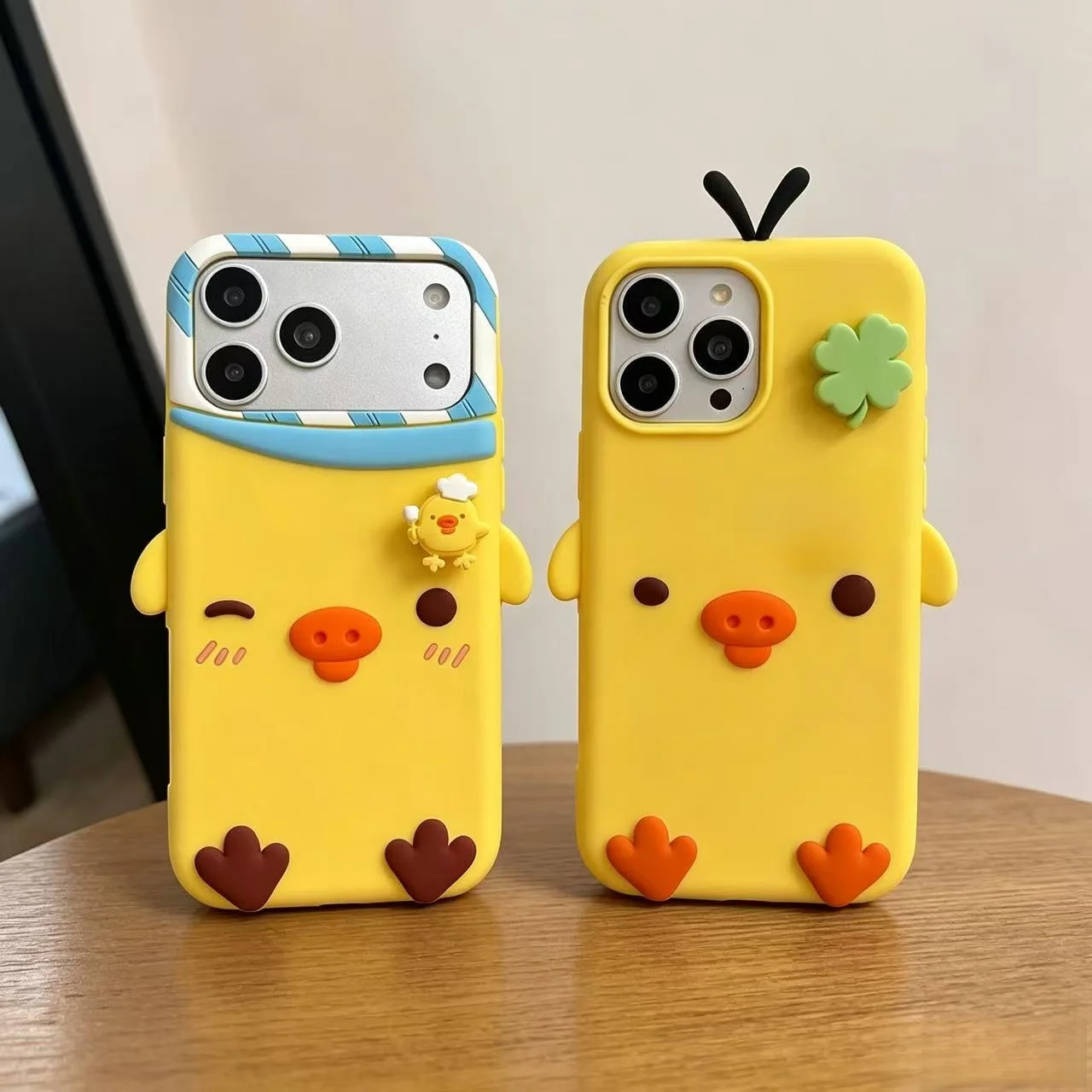 Adorable 3D Rotating Yellow Chicken Silicone Phone Case