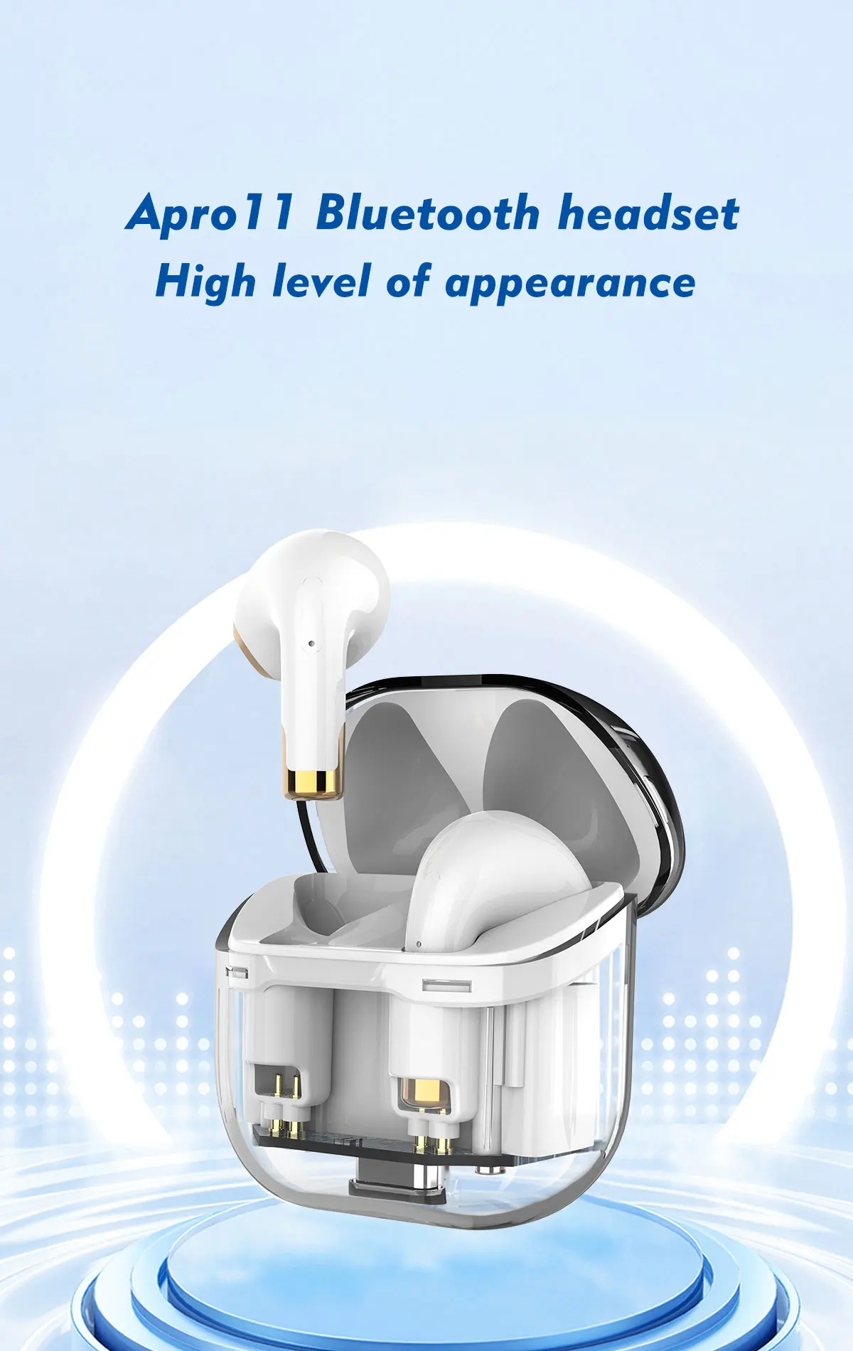 Transparent In Ear Wireless Bluetooth Headsets BT5.3 Deep Bass Earphones ENC Call Noise Canceling Headphones Stereo Earbuds