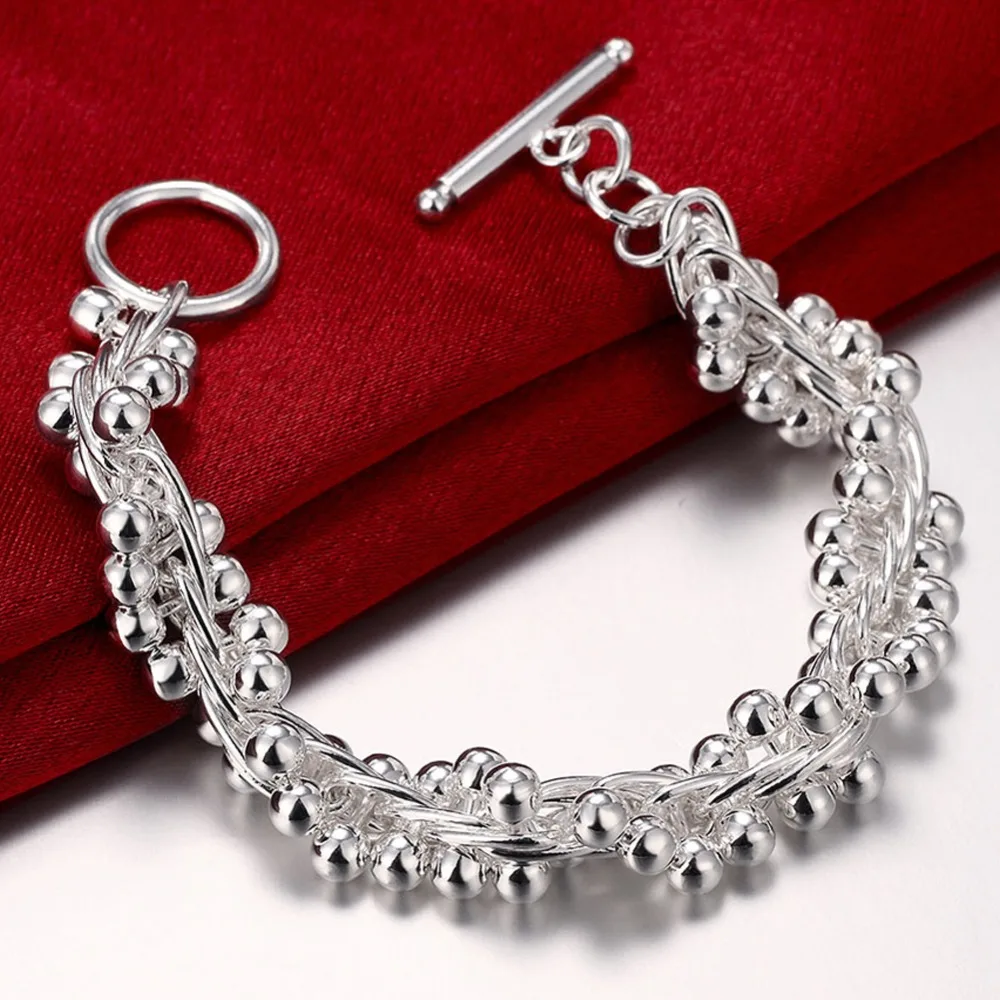 

New Arrivals Women Bracelet 925 Sterling Silver Jewelry Grape Beads Bracelet OT Button Fashion Jewelry Gift