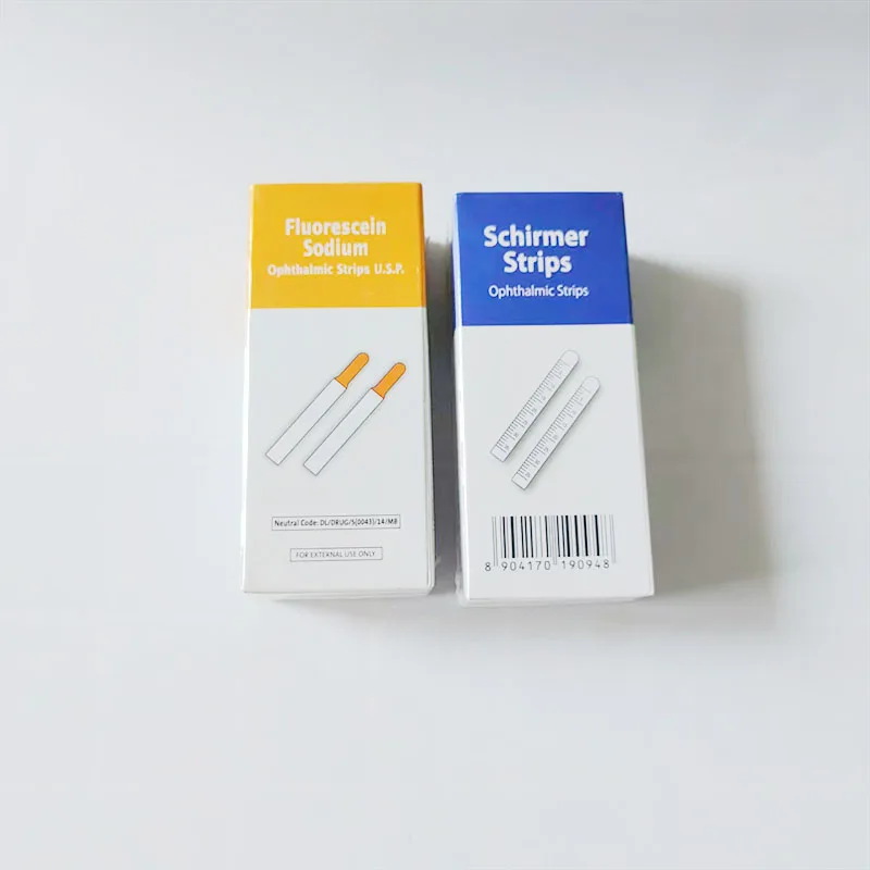 100 Pcs/box Indian Sodium Fluorescein/Tear Fluid Rapid Ophthalmic Test Strips Consumables