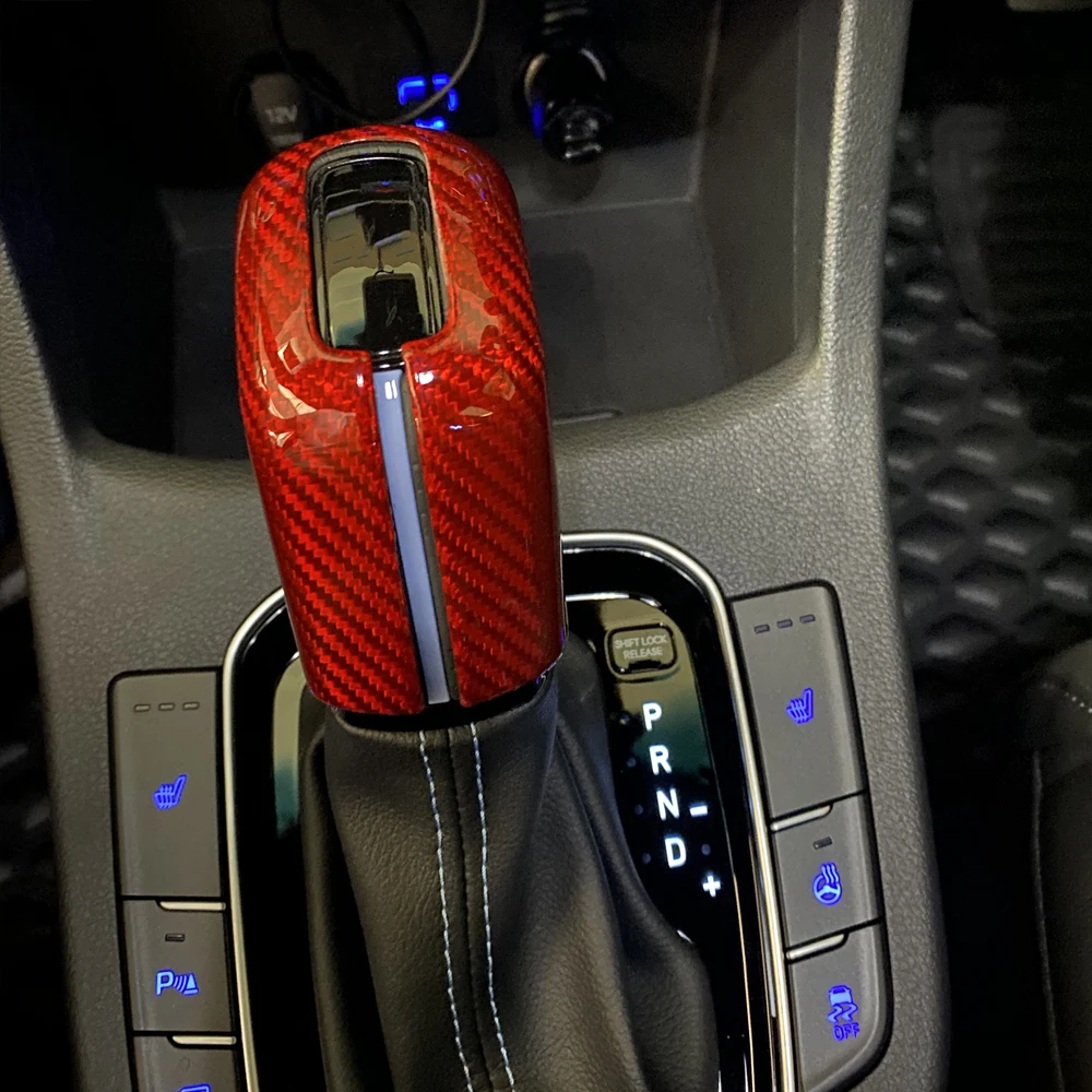 

Real Carbon Fiber Interior Styling Gear Shift Lever Knob Trim Cover For Hyundai Kona N Elantra CN7 N Veloster N-line