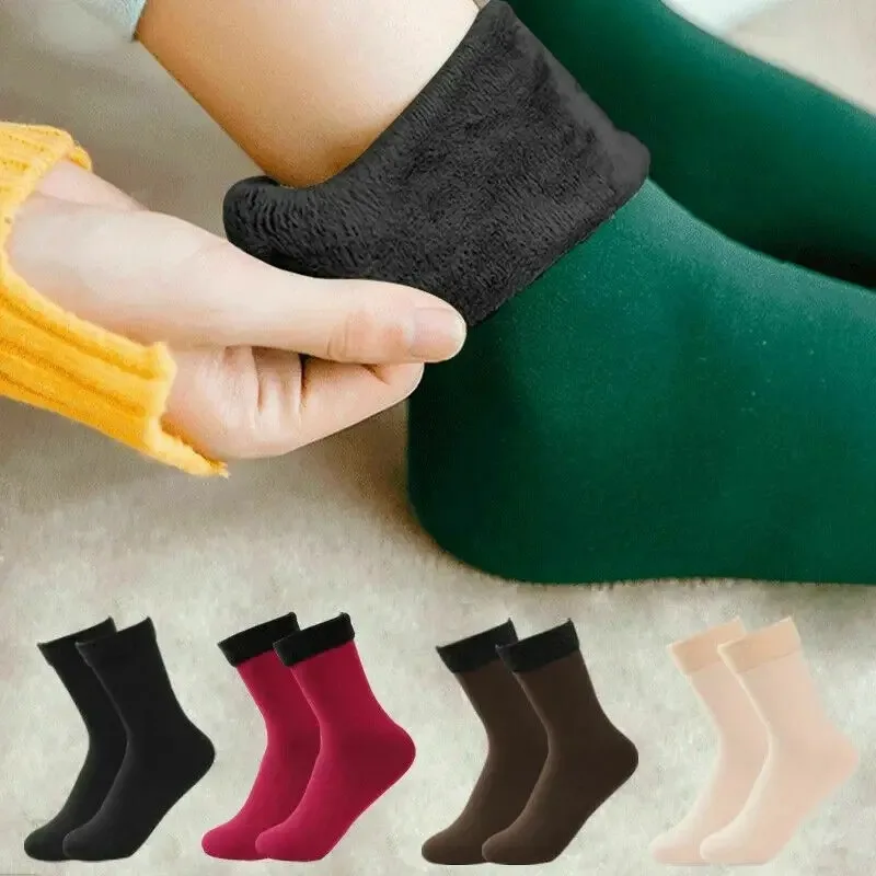 Women/Men Winter Warm Thicken Thermal Wool Cashmere Snow Black Skin  Seamless Sock Velvet Soft Boots Floor Sleeping Socks - AliExpress