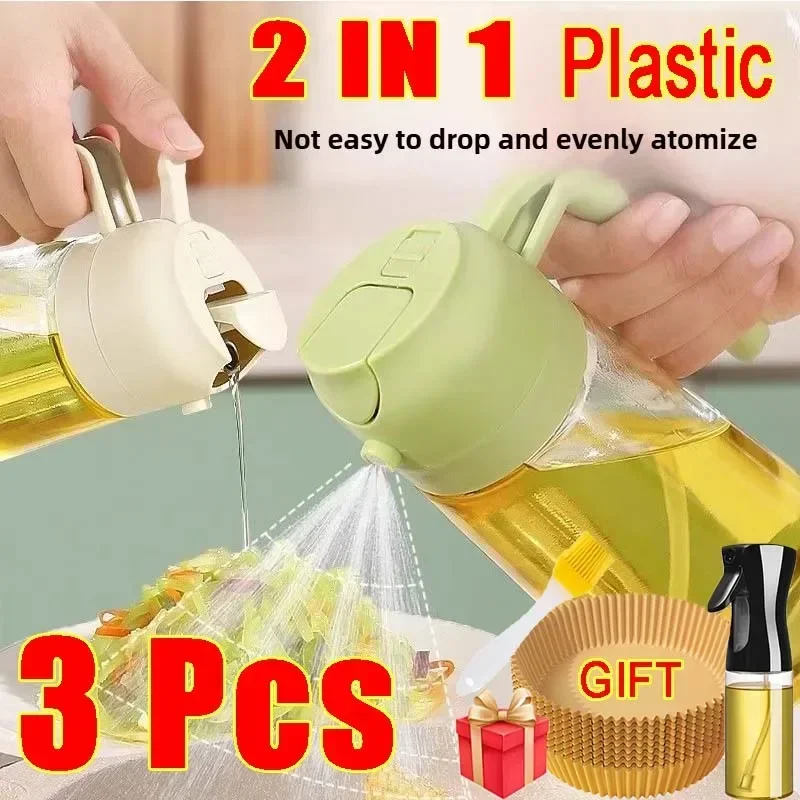 2in1 Plastic Kitchen Oils Spray Oil Sprayer Bottle Spray Oil Dispenser Cruet BBQ Kitchen Baking Roasting Picnic Tool