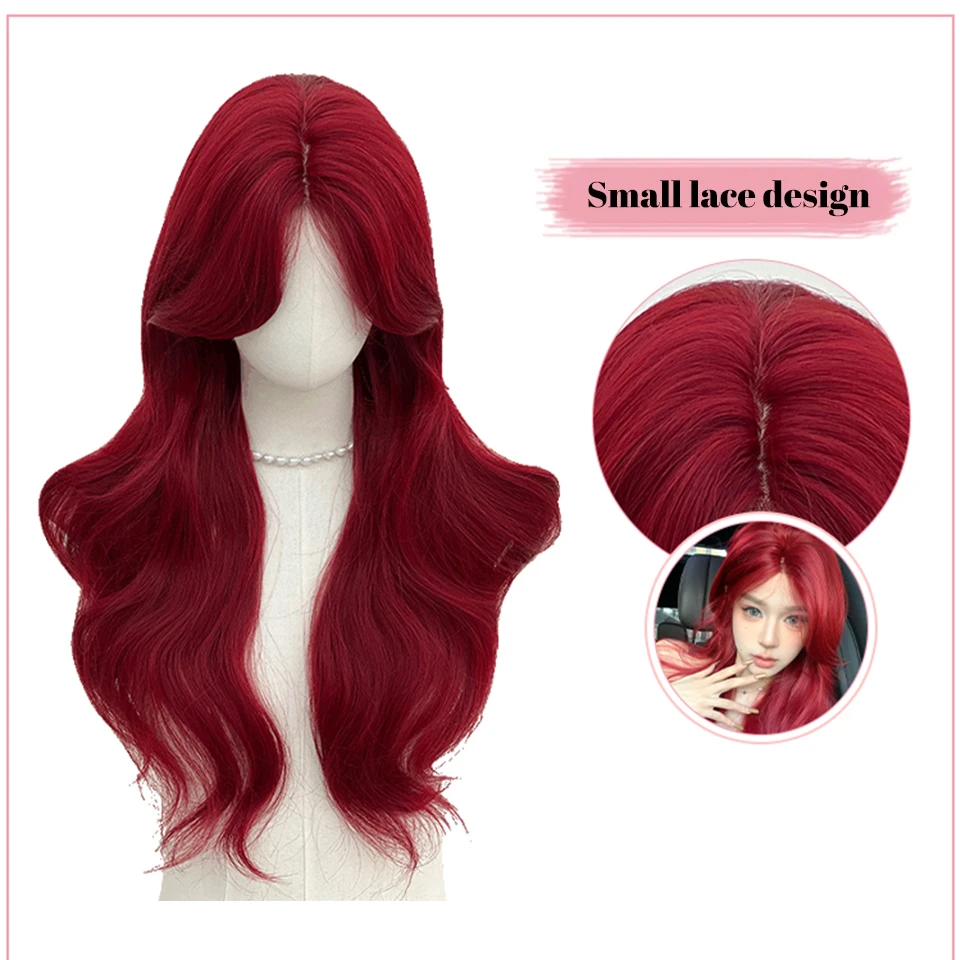 Red Synthetic Wig for Women Long Body Wave Cosplay Halloween