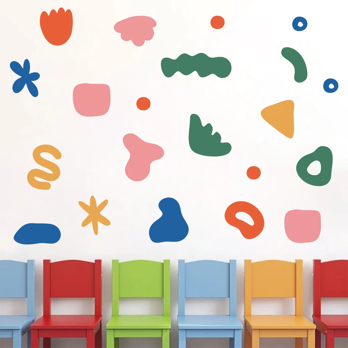 Wall Stickers 2Pc Cartoon Multi-color Geometric Pattern Wall Stickers for Kids Room Baby Nursery Bedroom Decoration Home Decor