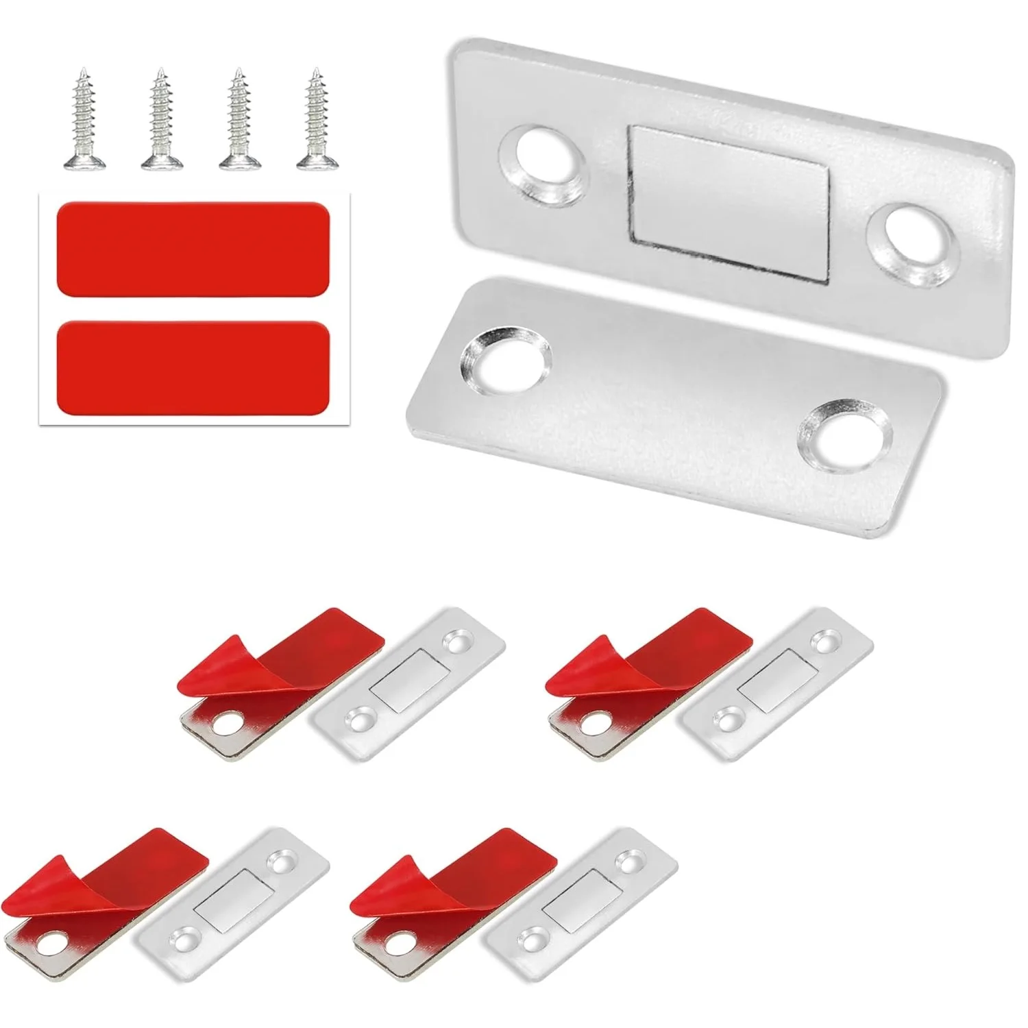 4X Magnetic Door Catch Ultra Thin Stainless Steel Cabinet Drawer Magnet Catch for Sliding Door Closure Kitchen Cabinet Cupboard