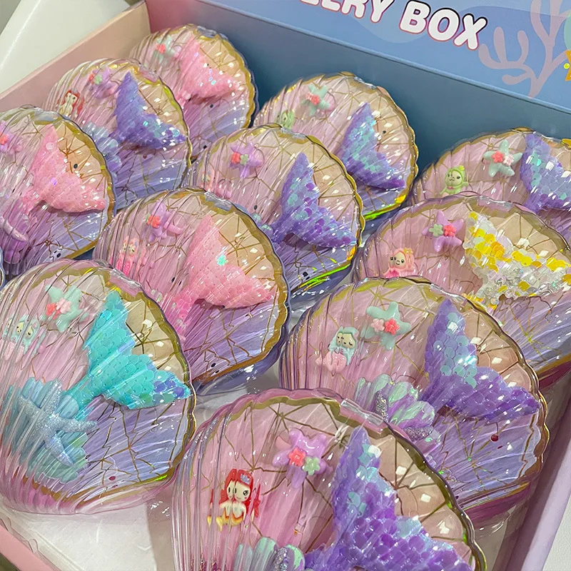 New Mermaid Shell Jewellery Box Simulation Ring Hairpin Jewellery Accessories Girls Princess Play House Toy For Girlfriends Gift