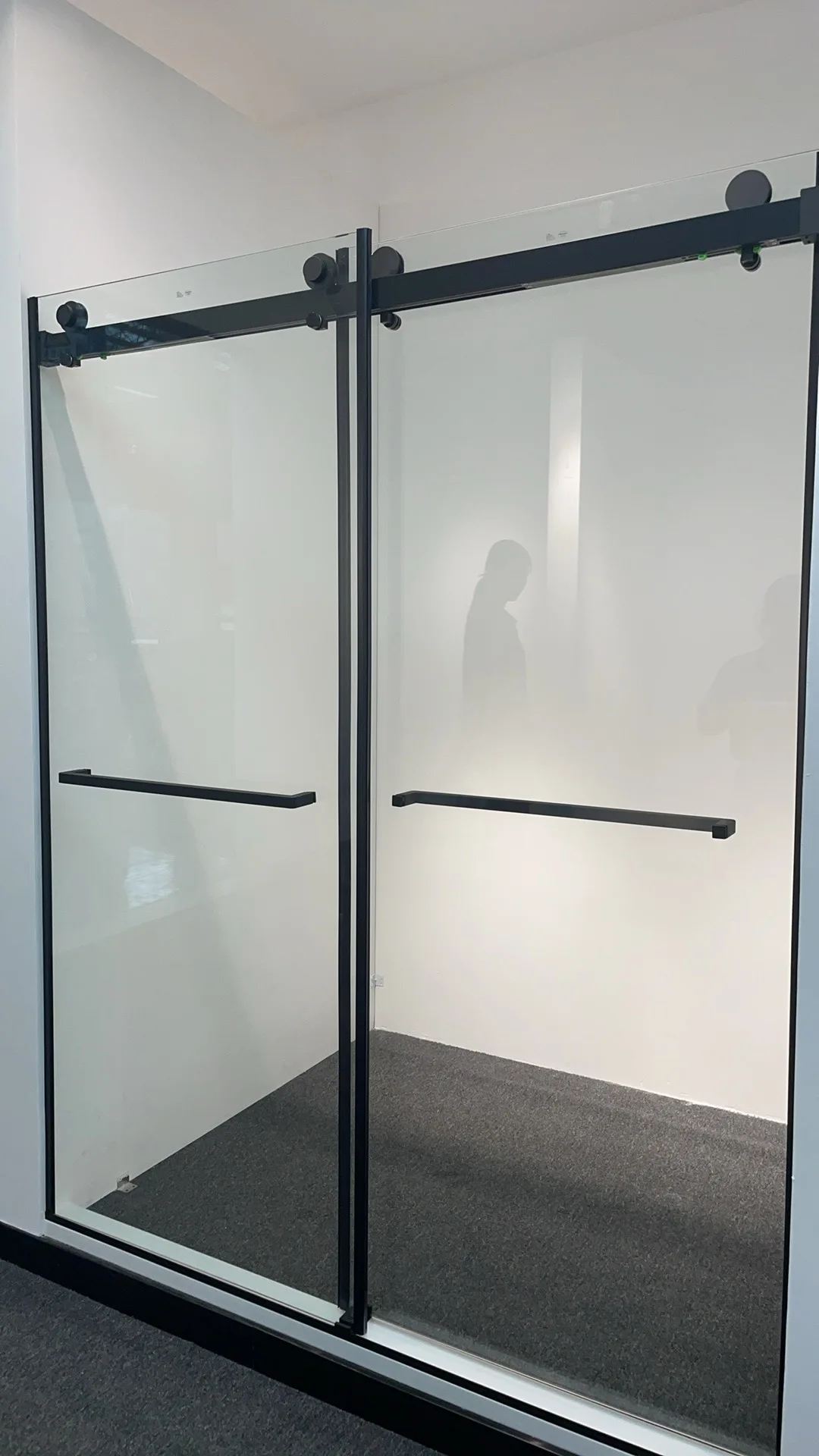 bothroom shower door 56-60" W X 76" H  Shower Door  10mm clear tempered glass bathroom door, dumb black stainless steel shower s 3