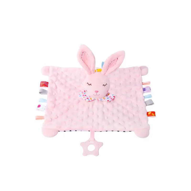 Baby Cartoon Animal Comfort Towel Sleeping Plush Baby Handkerchief Towel Soft and Cute Bib Towels Newborn Burp Cloths