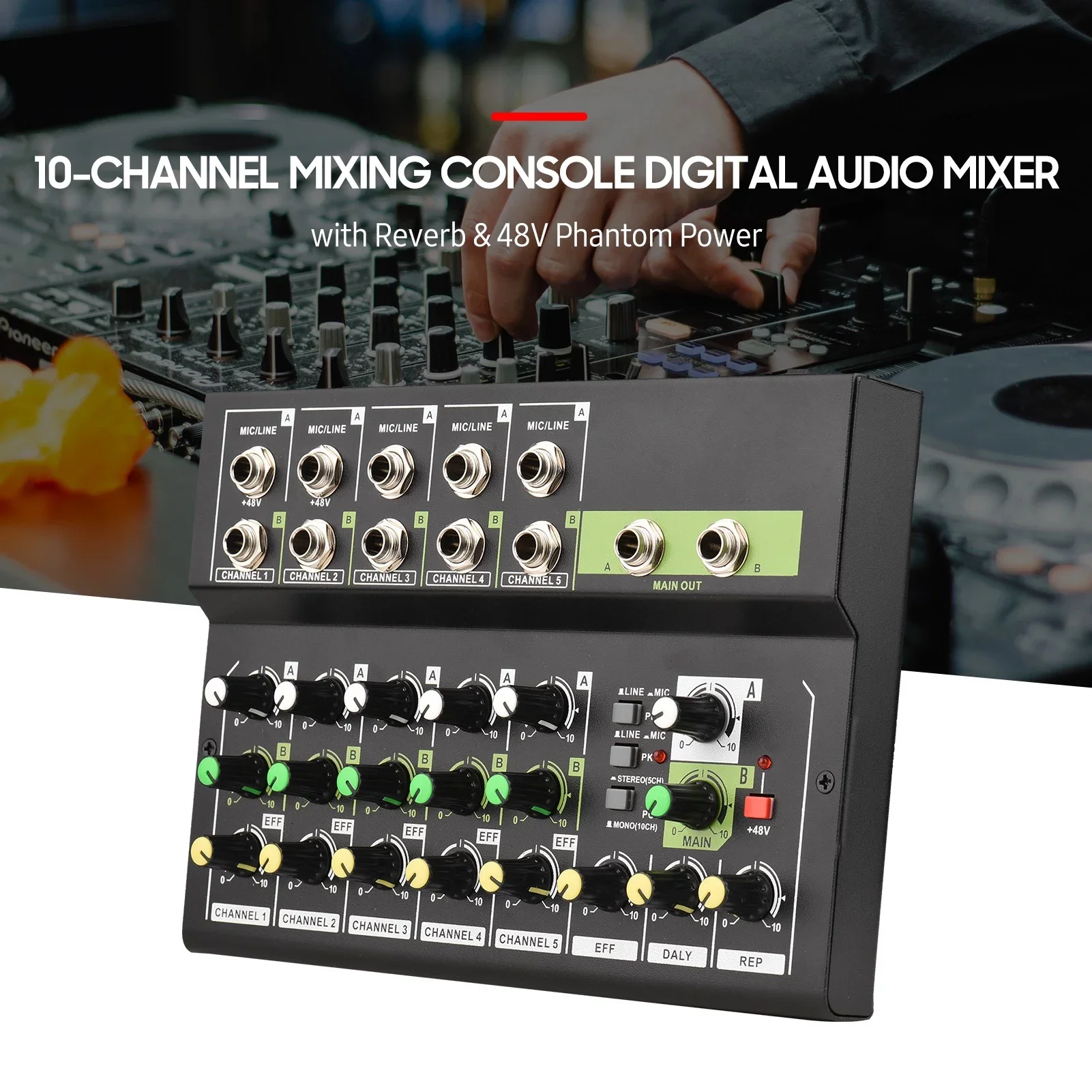 Table De Mixage Audio DJ 48V Power Reverb USB Numérique Pour Carte Son