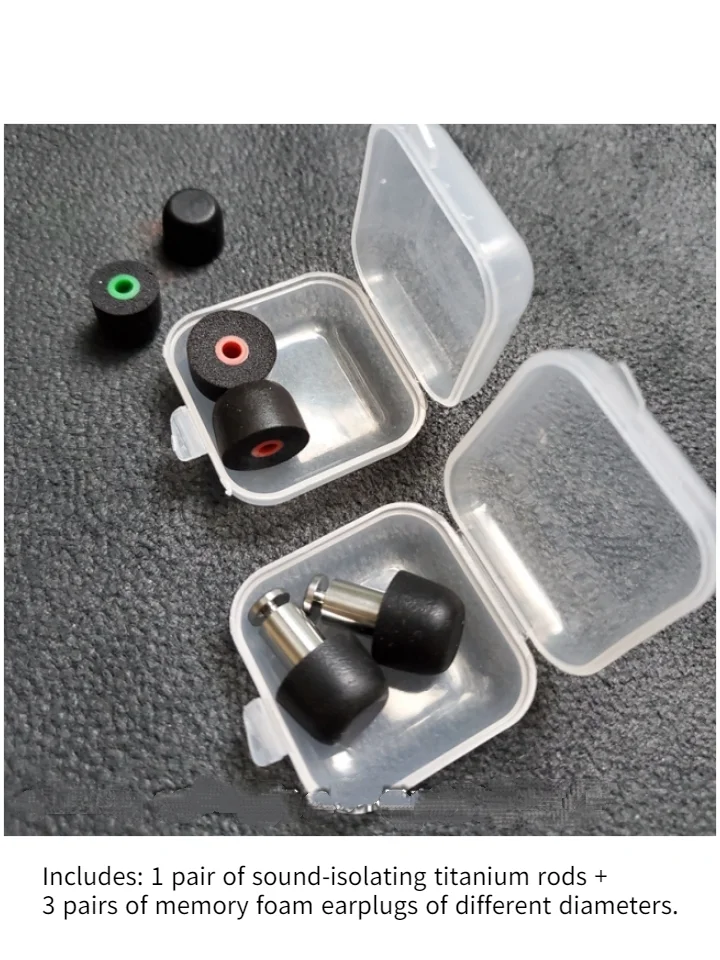 Noise-Isolating Earplugs Titanium + 3 Pairs of Memory Foam Plugs