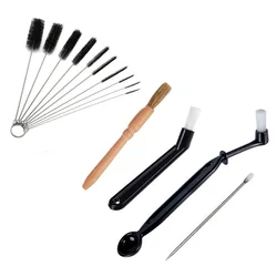 Premium Coffee Brush Set - Includes Wooden Grinder Cleaning Brush & Nylon Espresso Brush (14pcs)