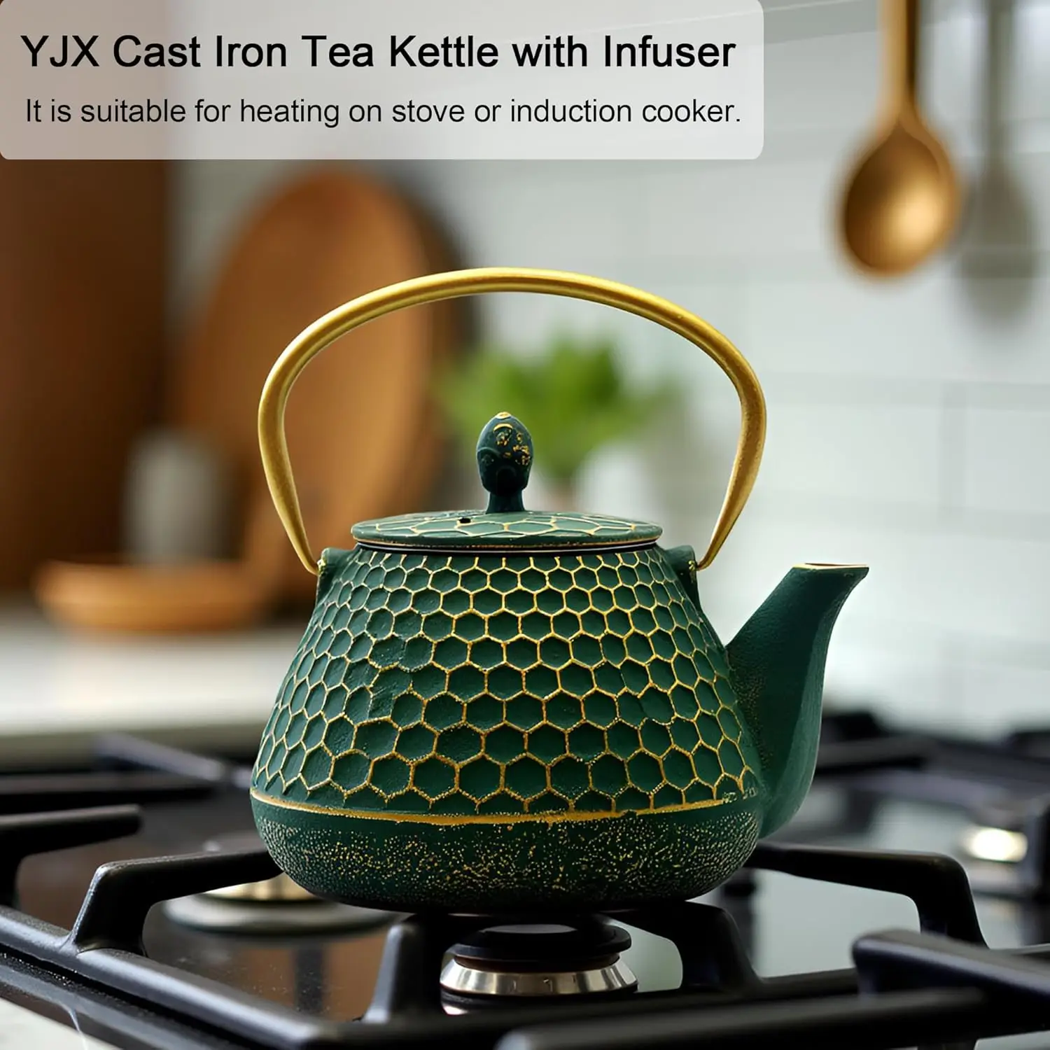 Enameled Cast Iron Teapot with Stainless Steel Infuser, 1000ml Stovetop Safe Japanese Style Kettle for Tea Brewing