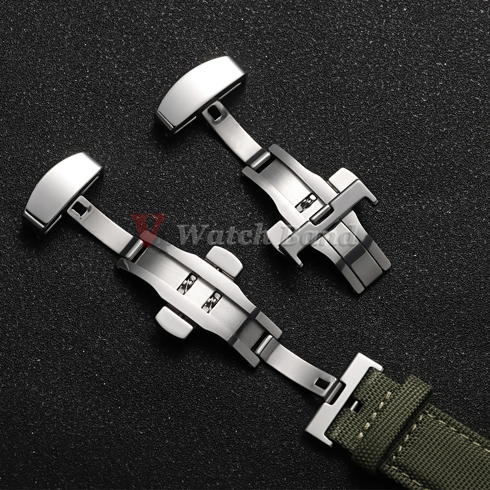 Sleek Stainless Steel Butterfly Buckle Watch Clasp Strap