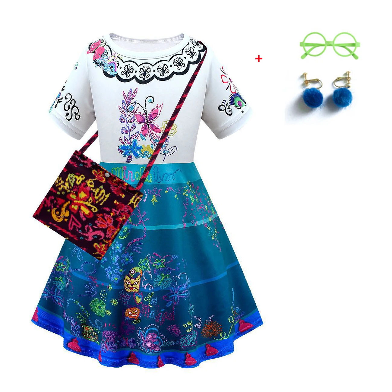 Encanto Disney Charm Costume Princess Dress Mirabel Madrigal Cosplay  Dresses Summer Girl kid's Dress Vestido For Birthday Party 