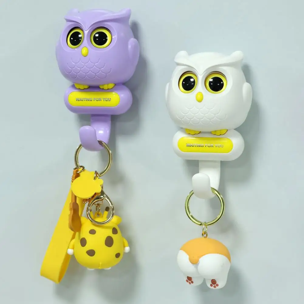 Novelty Owl Coat Hanger Charming Owl Key Hook with Automatic Eye Movement Decorative Wall Hanger for Towels Unique Office Decor