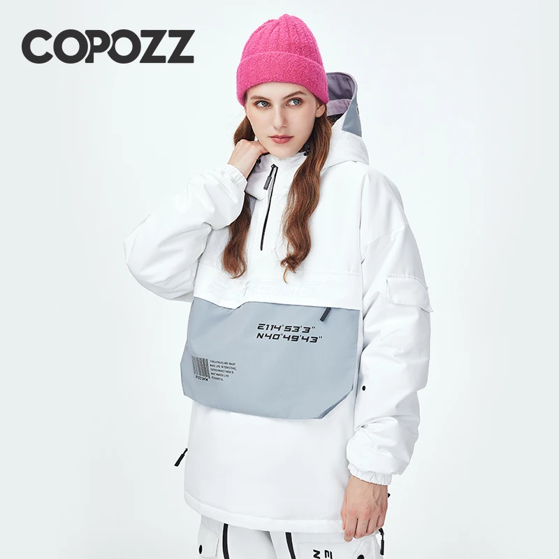 COPOZZ Men Women Winter Ski Jacket Ski Pants Pullovers Warm Winter Overalls Hoodie Waterproof Outdoor Sports Clothing Snowboard