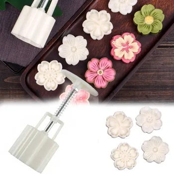 1 set fai da te stampo per torta lunare pressa a mano in plastica stampo per pasticceria pressa a mano modello di torta di fagioli mung pasticceria goffratura fare strumento di cottura in cucina 1