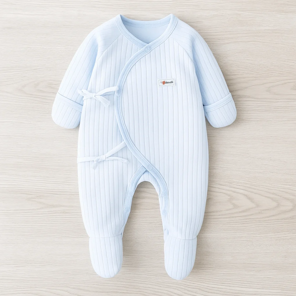 Long Pants Climb Lace Up Baby Romper Casual Outfit Cotton Newborn Jumpsuit Anti-scratching Infant Romper Foot-Cover Frogsuit