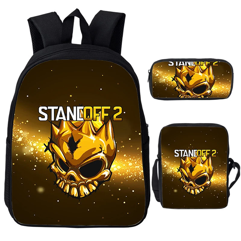 

3D Games Standoff 2 Backpacks Shoulder Bag 3pcs Set Durable Canvas Bag Students Boys School Backpacks for Kids Casual Bookbag