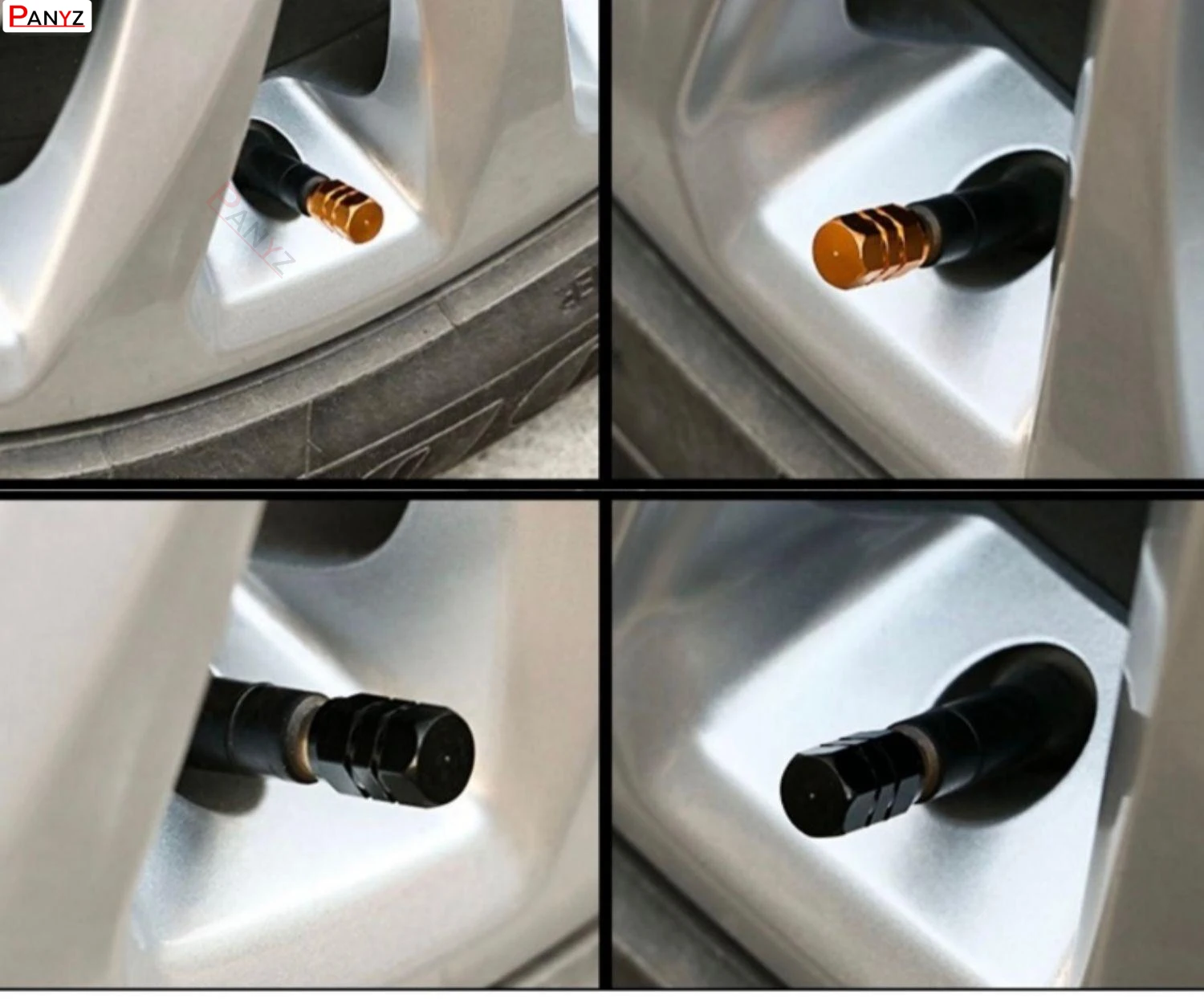 4 Pcs Aluminum Car Tire Valve Caps Hex Alloy Tyre Valve Airtight Cover Waterproof Dust For Automobiles Motorcycles Trucks Bikes