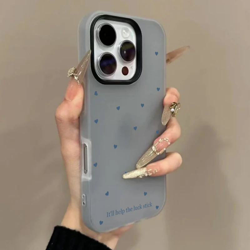 Minimalist Blue Heart Shockproof Phone Case